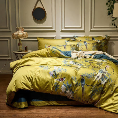 Soft Yellow Cotton Bed Sheet Set - Lusomart