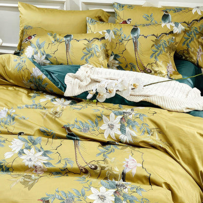 Soft Yellow Cotton Bed Sheet Set