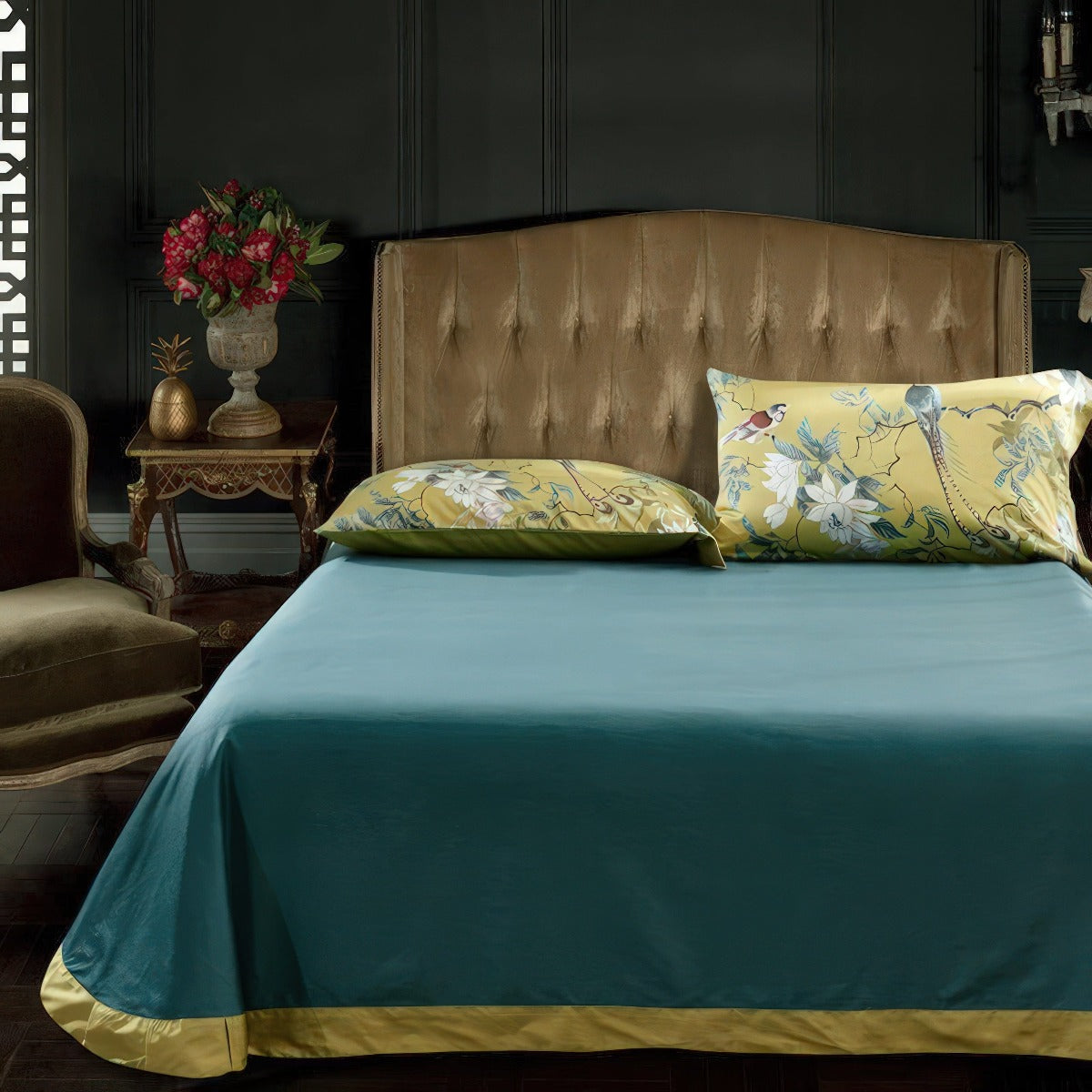 Soft Yellow Cotton Bed Sheet Set