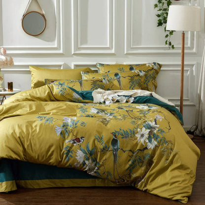 Soft Yellow Cotton Bed Sheet Set