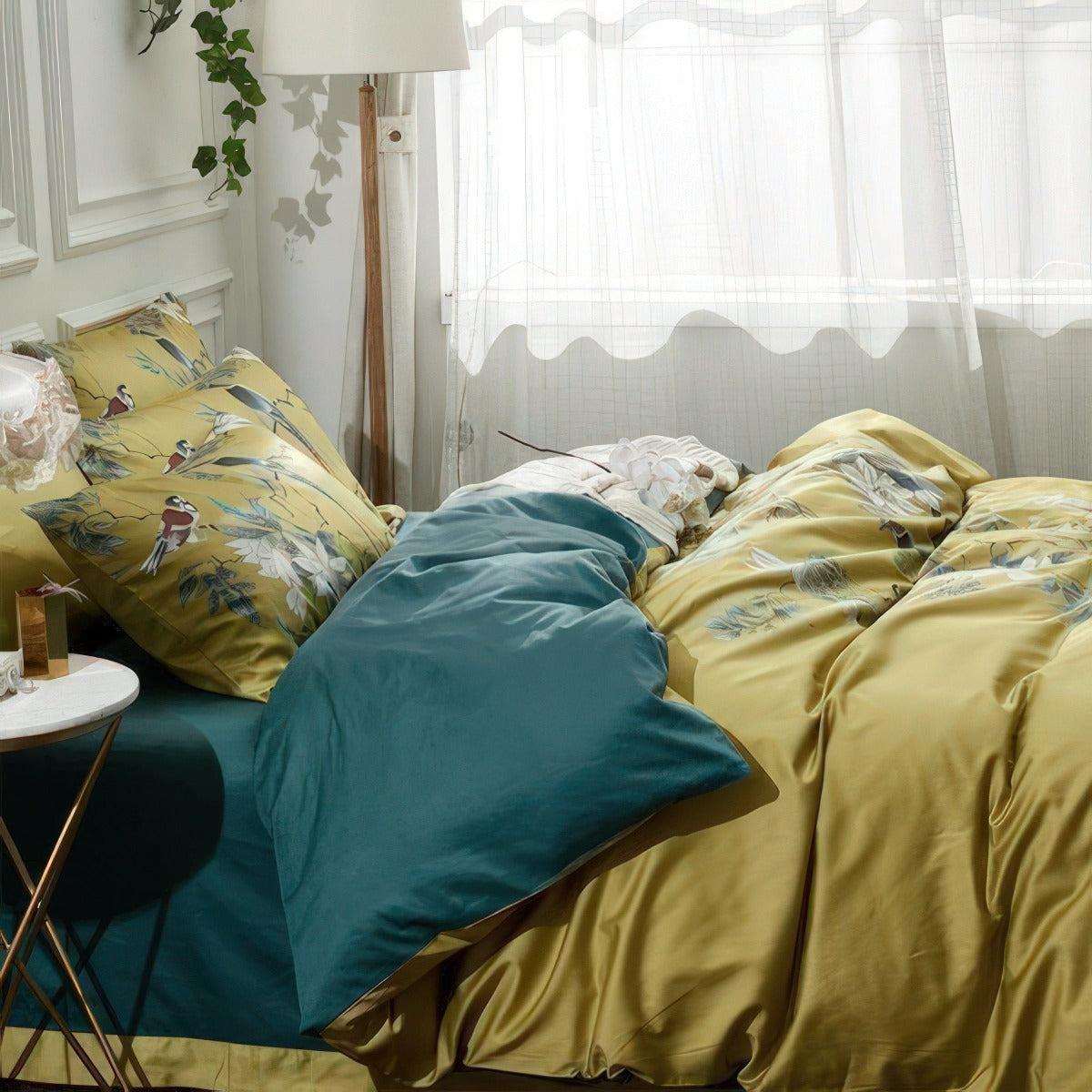 Soft Yellow Cotton Bed Sheet Set