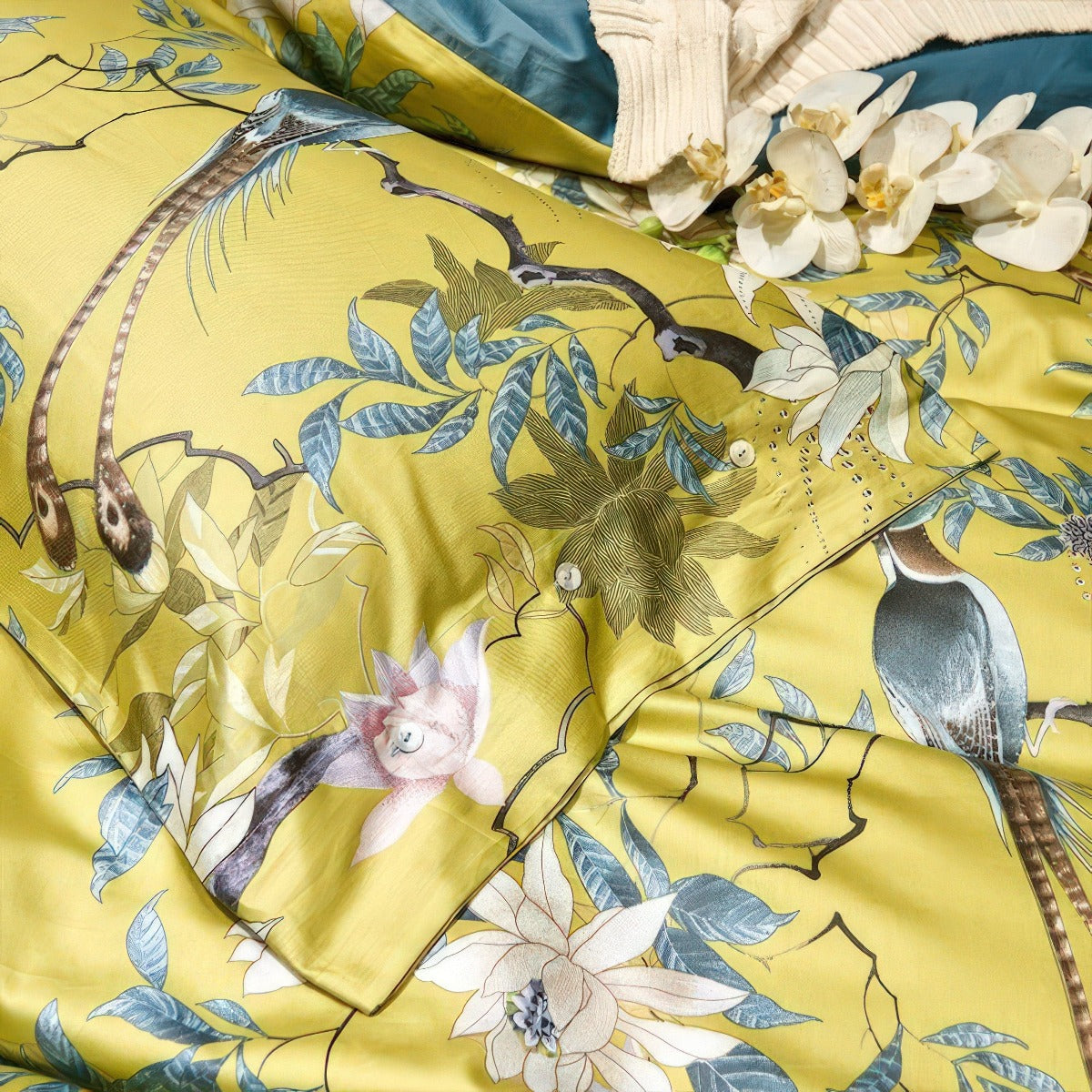 Soft Yellow Cotton Bed Sheet Set