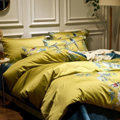 Soft Yellow Cotton Bed Sheet Set