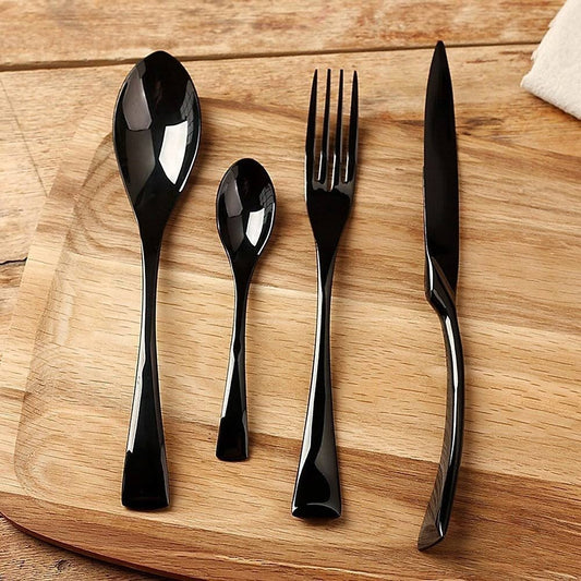 Sleek Black Kitchen Cutlery Set - Lusomart