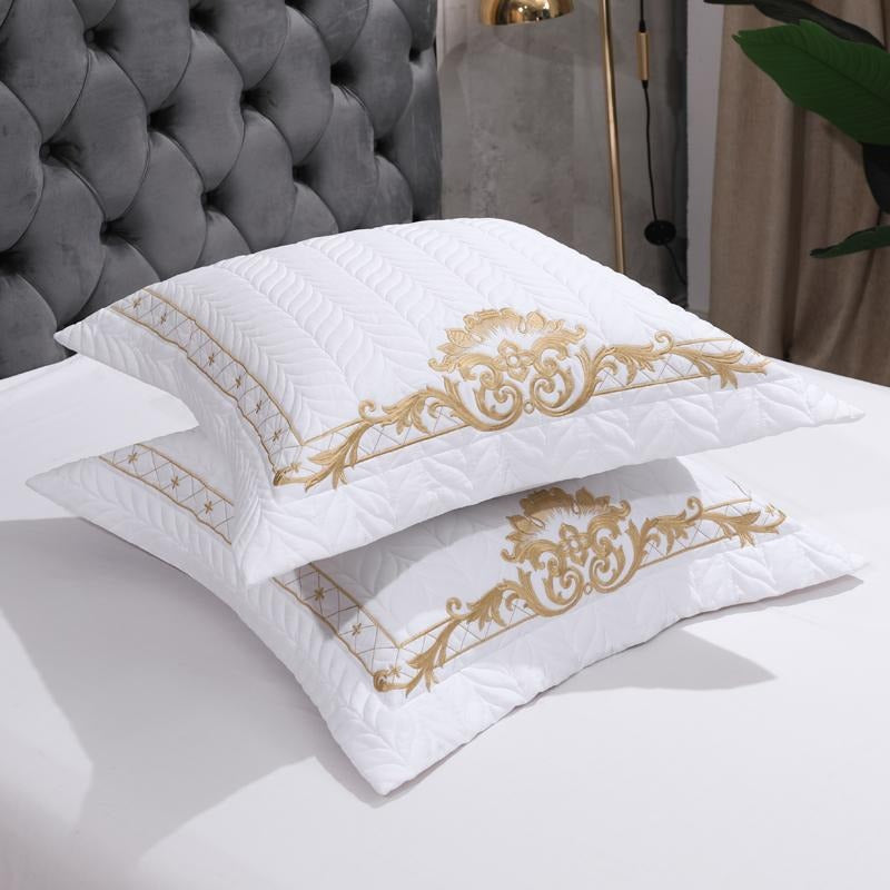 Classic Embroidered White Cotton Bed Sheet Set