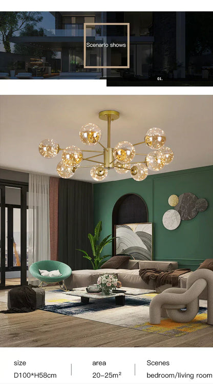 Luxury Glass Pendant Chandelier Light Fixture