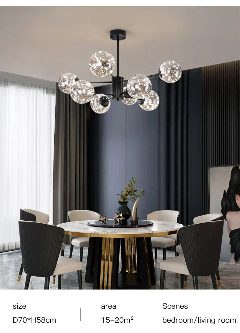 Luxury Glass Pendant Chandelier Light Fixture