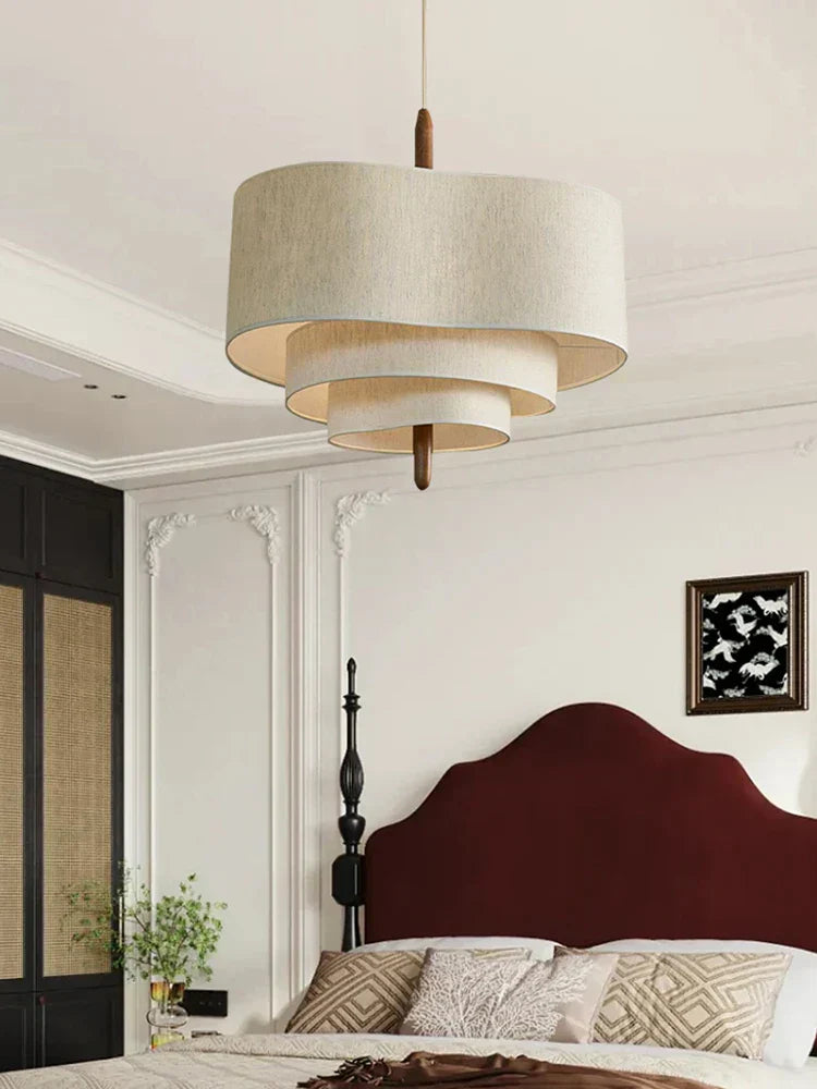 Chic Fabric Hanging Lamp with White Soft Shade