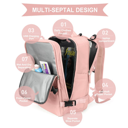 Spacious Smart Expanding Travel Backpack for Men Women