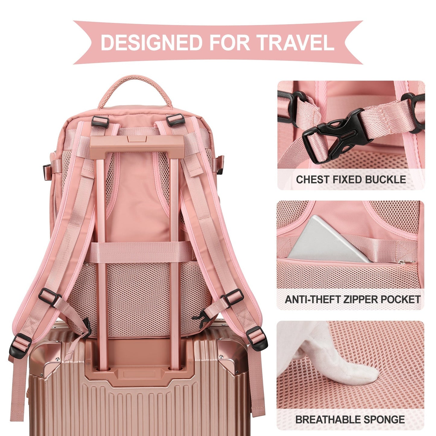 Spacious Smart Expanding Travel Backpack for Men Women