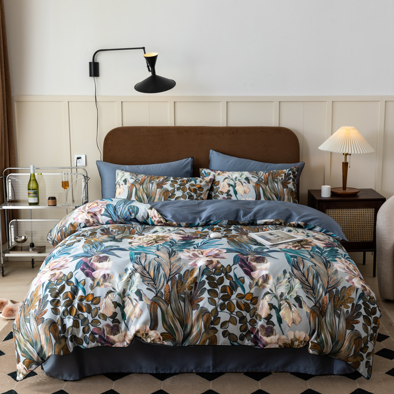 Luxurious Navy Blue Cotton Bedding Duvet Cover Set