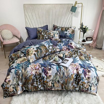 Luxurious Navy Blue Cotton Bedding Duvet Cover Set