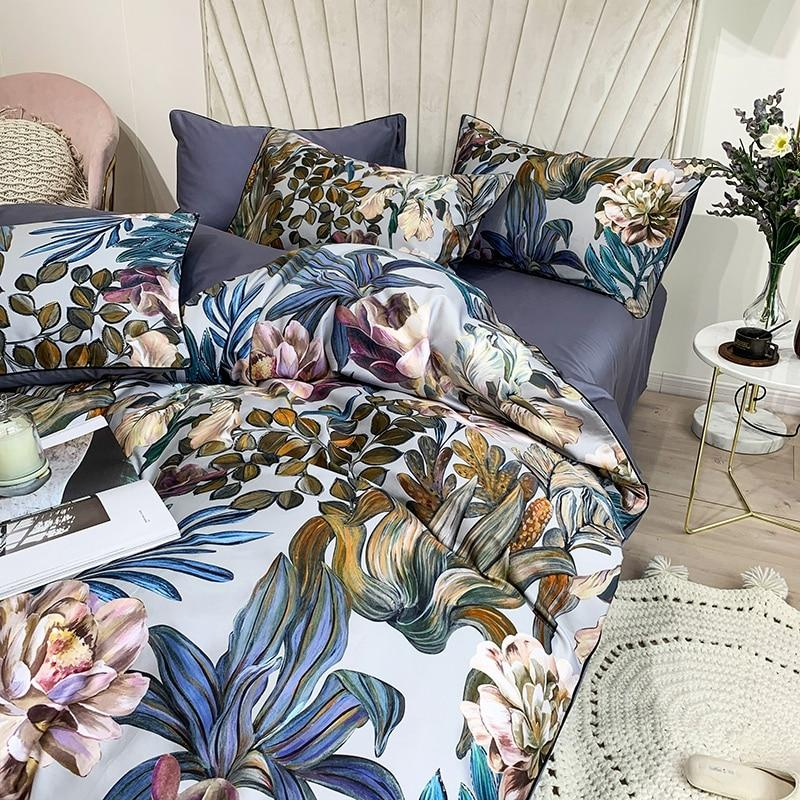 Luxurious Navy Blue Cotton Bedding Duvet Cover Set