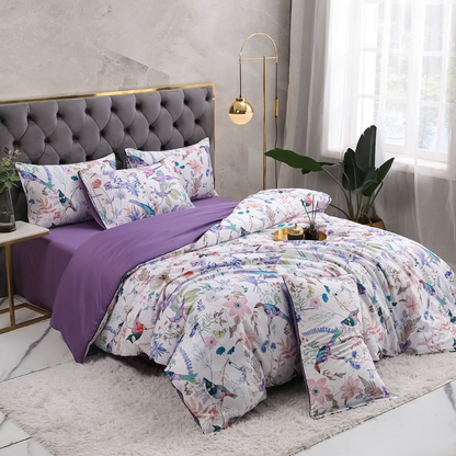 Luxurious Soft White Patterned Cotton Bedding Set