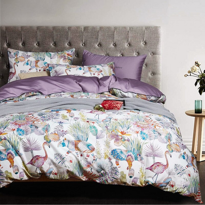 Luxurious Soft White Patterned Cotton Bedding Set