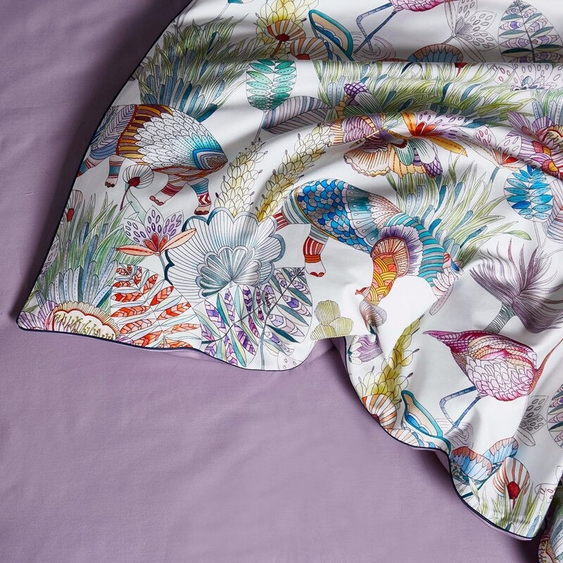 Luxurious Soft White Patterned Cotton Bedding Set