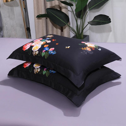 Luxury Black Patterned Cotton Bedding Set