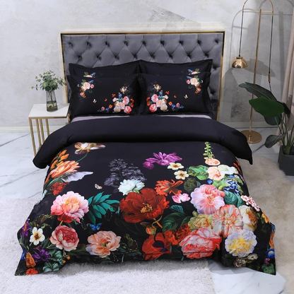 Luxury Black Patterned Cotton Bedding Set