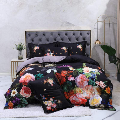 Luxury Black Patterned Cotton Bedding Set