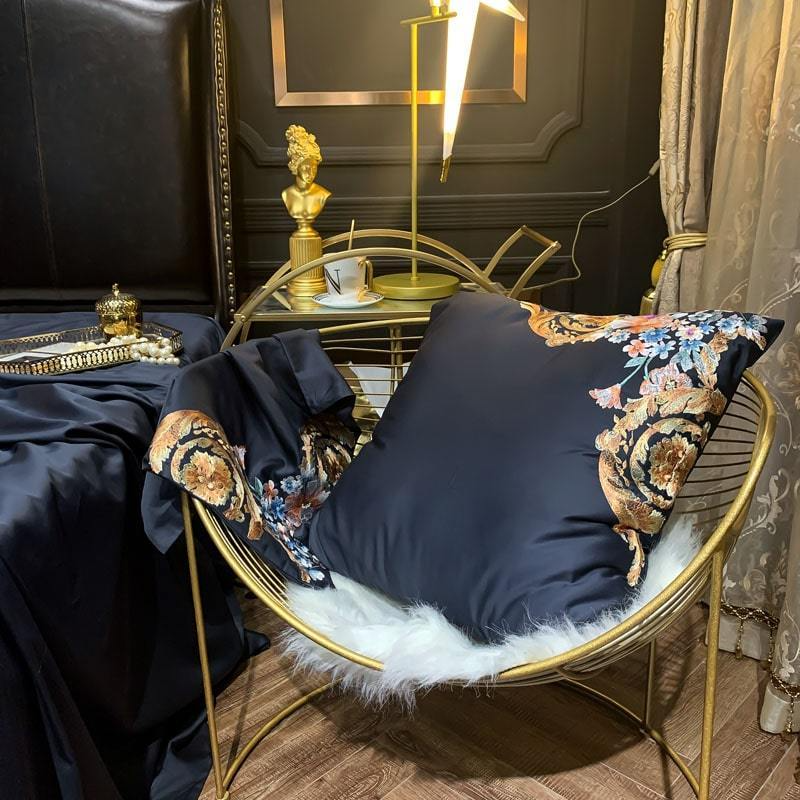 Luxury Dark Cotton Patterned Bedding Set