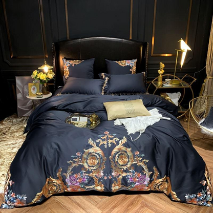 Luxury Dark Cotton Patterned Bedding Set