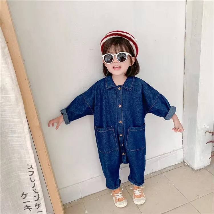 Comfortable Baby Boys Girls Light Blue Cotton Overalls