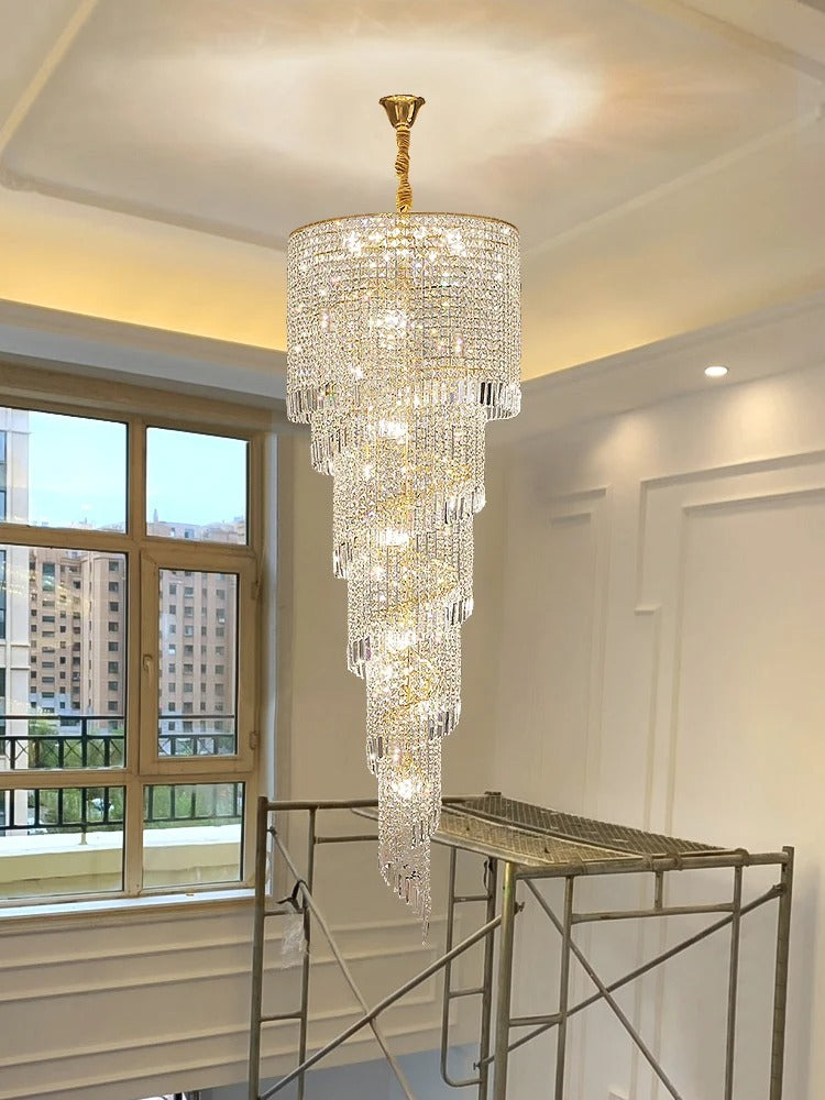 Elegant Stairway Crystal Chandelier