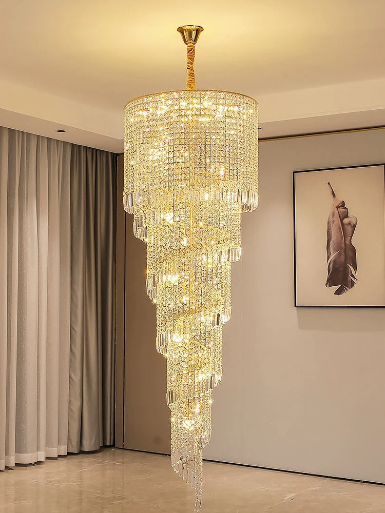 Elegant Stairway Crystal Chandelier