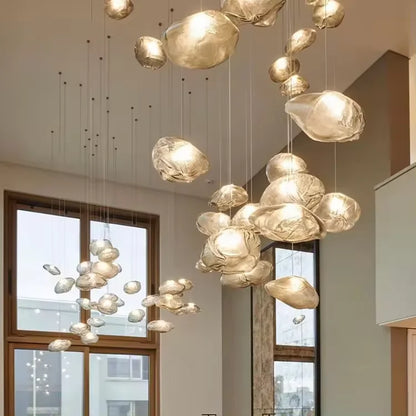 Elegant Glass Drop Chandelier With Metal Frame - Lusomart