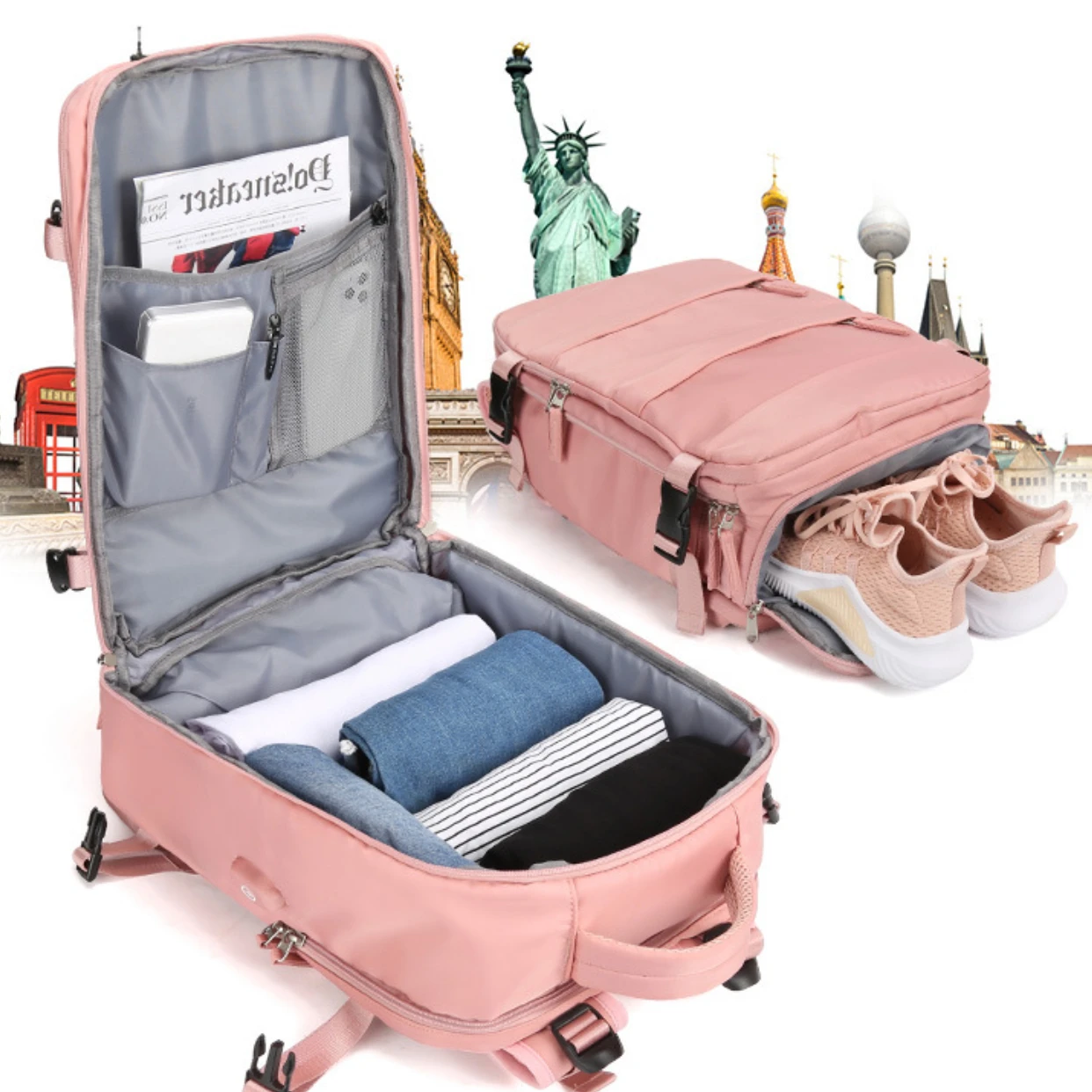 Spacious Smart Expanding Travel Backpack for Men Women