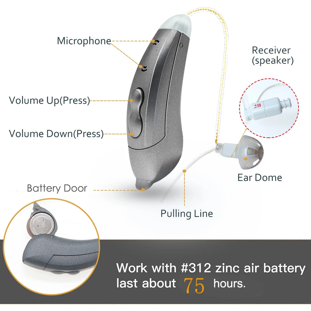Discreet Behind Ear Hearing Aids With Bluetooth Control