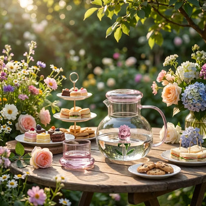 Delicate Floral Clear Tea Pot