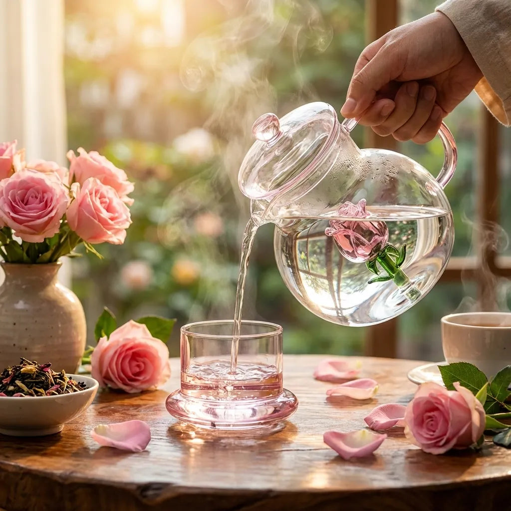 Delicate Floral Clear Tea Pot