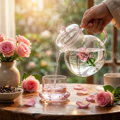 Delicate Floral Clear Tea Pot