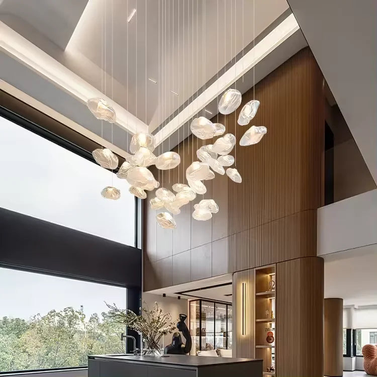 Elegant Glass Drop Chandelier With Metal Frame