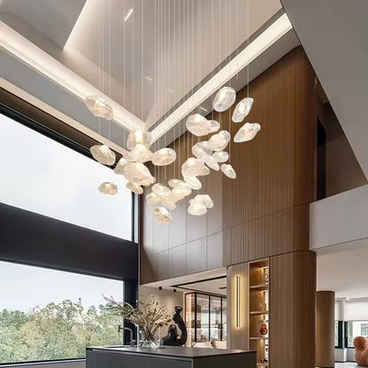 Elegant Glass Drop Chandelier With Metal Frame