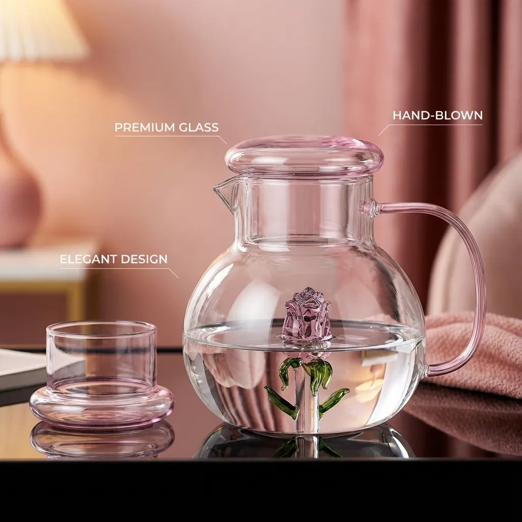 Delicate Floral Clear Tea Pot