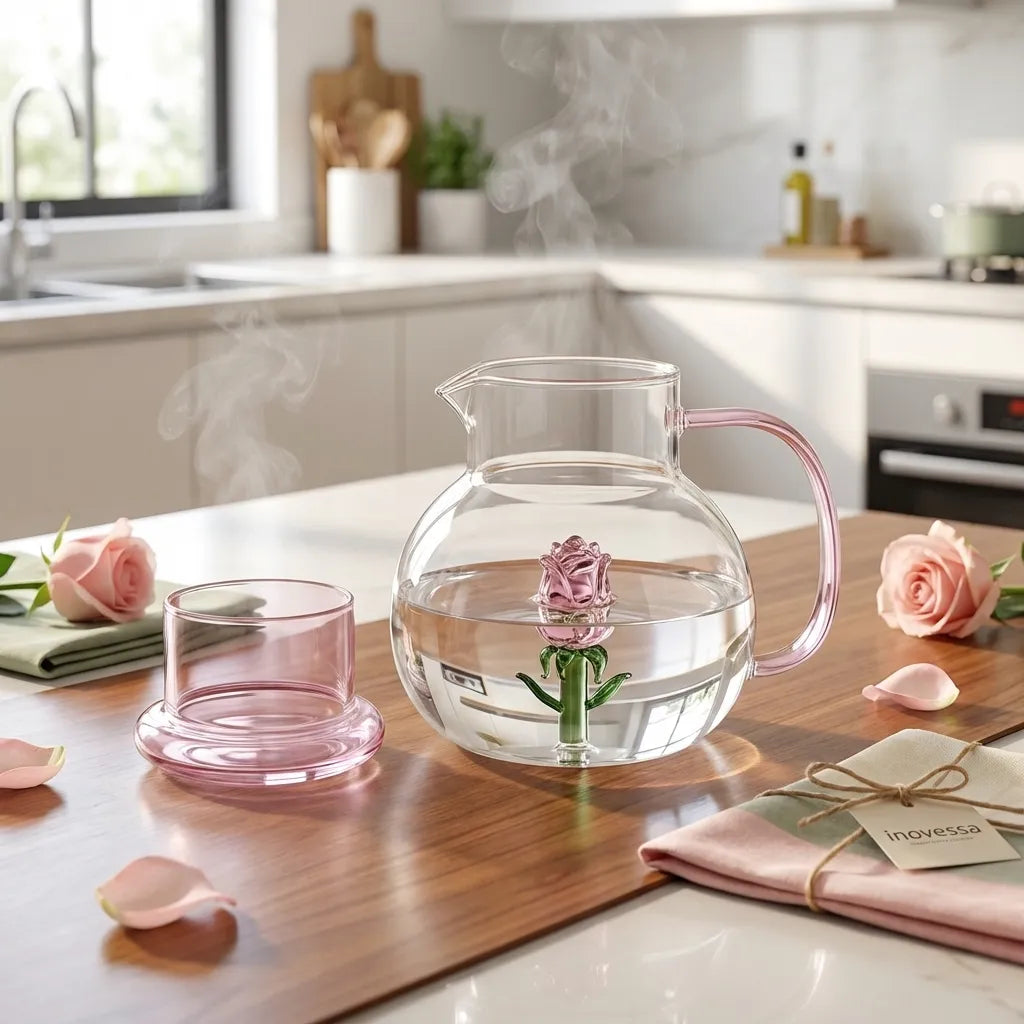 Delicate Floral Clear Tea Pot