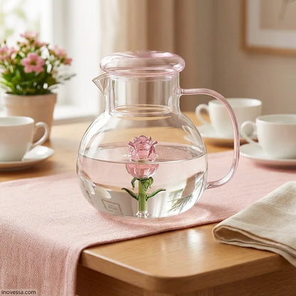 Delicate Floral Clear Tea Pot