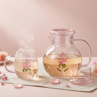 Delicate Floral Clear Tea Pot - Lusomart