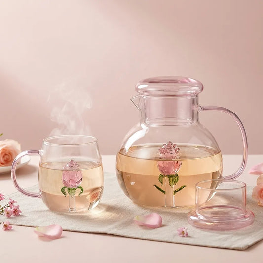 Delicate Floral Clear Tea Pot - Lusomart