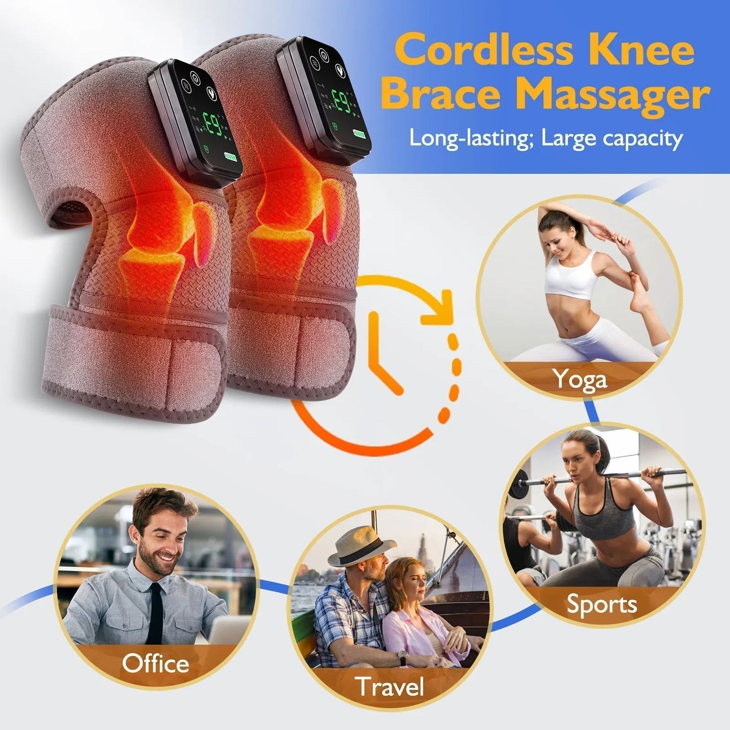 Therapeutic Heated Vibration Knee and Shoulder Support Wrap