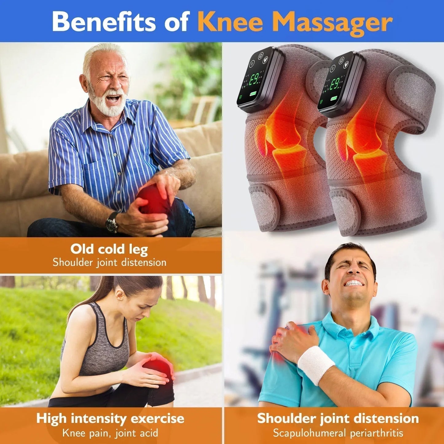 Therapeutic Heated Vibration Knee and Shoulder Support Wrap