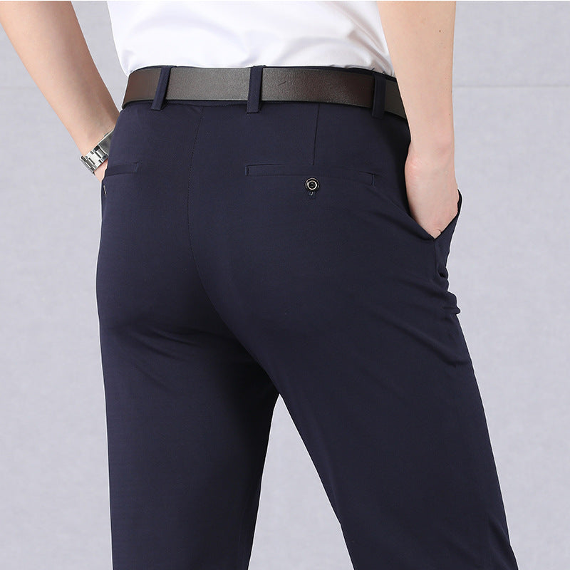 Comfortable Fit Men's Slim Trousers With Elastic Waistband