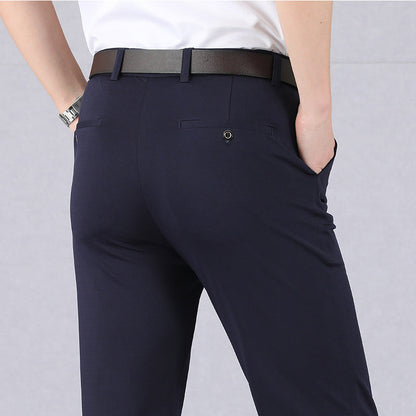 Comfortable Fit Men's Slim Trousers With Elastic Waistband