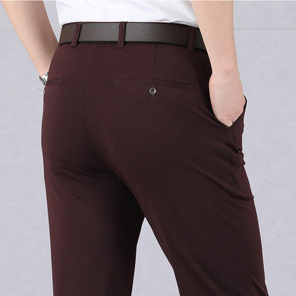 Comfortable Fit Men's Slim Trousers With Elastic Waistband