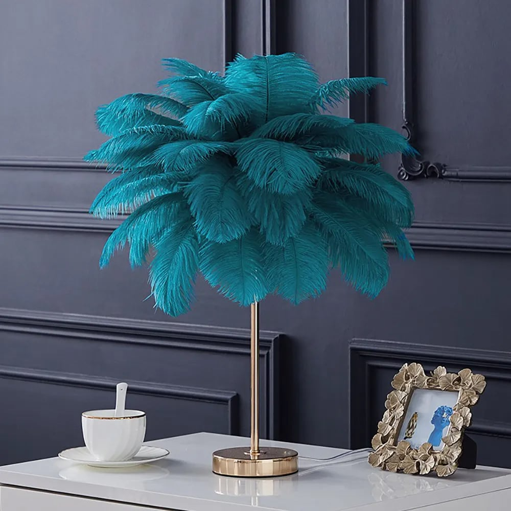 Luxury Gold Feather Desk Lamp Soft Lighting