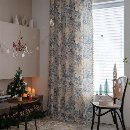Pastel Floral Sheer Cotton Curtain Panel