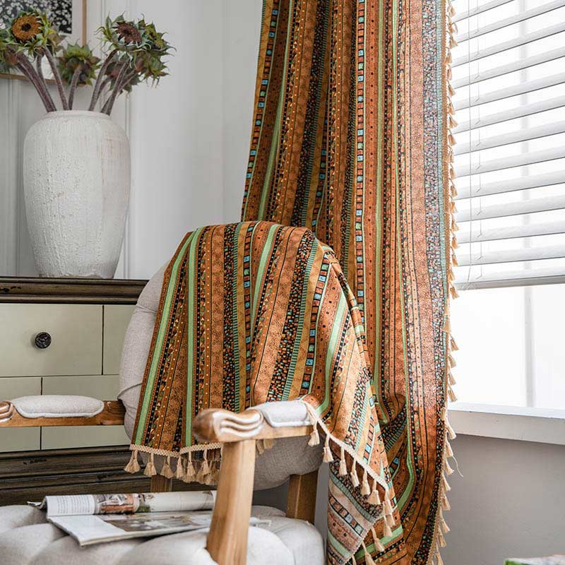Vibrant Beaded Sheer Window Curtains