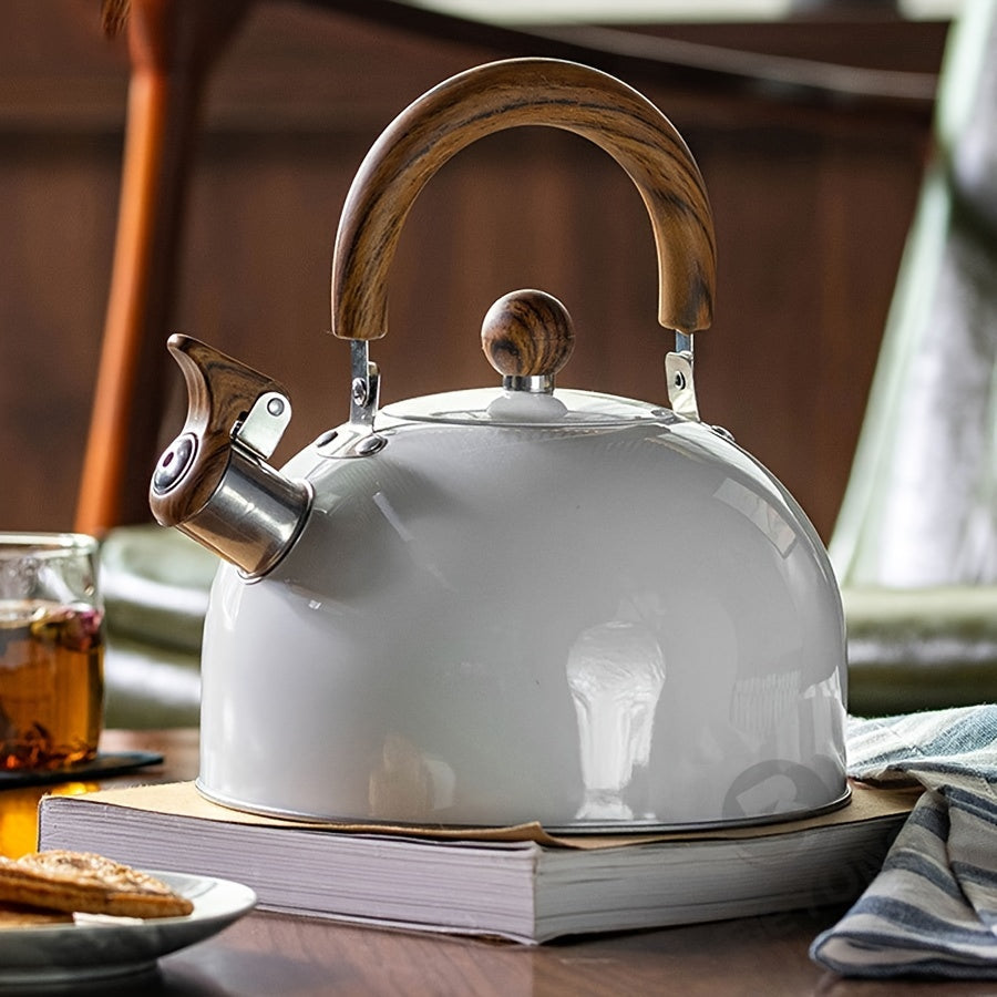 Large 3L Stainless Whistling Tea Kettle With Wood Grip